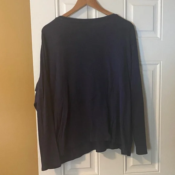 Eileen Fisher Deep Blue V-Neck Top - Picture 4 of 5